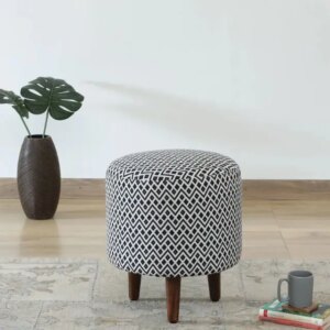 Colby Fabric Seating Stool In Provincial Teak Finish