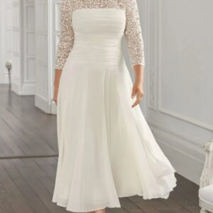 Customized 2025 A-Line White Pearls Mother of the Bride Dress Elegant Jewel Ankle Length Chiffon Lace Party Gown Robe De Soiree