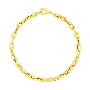 14k Yellow Gold 7 1 2 inch Paperclip Chain Bracelet with Three Diamond Links