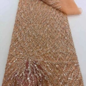 African French Mesh Lace Beads Fabric Luxury Nigerian Net Lace with Sequins Wedding Dresses For Women High Quality 5 yards