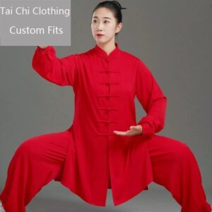 Gouache Pearl Silk Tai Ji Suit Women’s New Exercise Clothing Men’s Spring and Summer Drooping