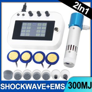 2In 1 Shockwave Therapy Machine With 7 Heads ED Treatment Body Pain Relief Muscle Stimulation 300MJ Shock Wave Equipment