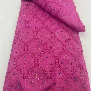 African Chiffon Lace Fabric 2024 High Quality Lace Material Rose Red Nigerian French Lace Fabric for Women Wedding Party Drq14-1