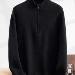 BirdTree, 35%Cashmere Soft T Shirt, Men’s Zipper Long Sleeve, Business Casual Warm Thick Sweater, 2024 Autumn Winter T47916QM