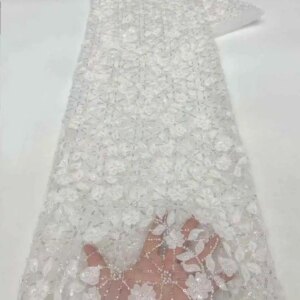 2025 High Quality African Lace Fabric Sequins Mesh Luxury Heavy bead Embroidered Tulle Fabric for Sewing Wedding Dresses