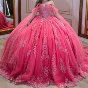 A3A25 Luxury Hot Peach Quinceanera Dresses For 15 16 Year Girl Sequined Applique Big Puffy Skirt Wedding Prom Party Customized