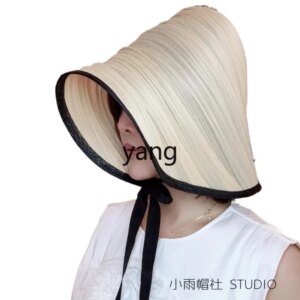 LMM French elegant gold silk straw hat women’s standard elegant handmade pleats