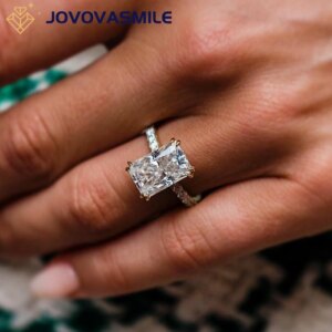 JOVOVASMILE 5 Carat 12x8mm Crushed Ice Radiant Cut Moissanite Diamond Invisible Halo and Double Claw for Woman Jewelry
