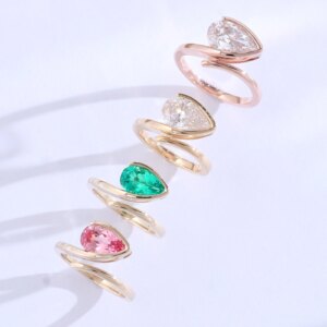 Provence 14K Solid Gold Engagement Ring With Pear Cut Lab Blue Sapphire For Women Promise Ring Personal Customize Gift