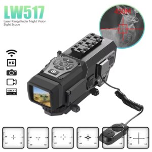 Tiny Digital Sight 1200m Laser Rangefinder HD Video Camera for Hunting Target Aim Built-in Cross Reticle Night Vision Scope