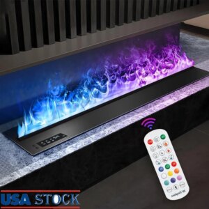 Recessed Multicolor Water Vapor Fireplace with Remote Control LED Flame and Intelligent Water Regulation Living Room Ambiance