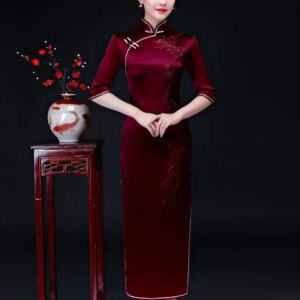 Yourqipao Summer Noble Chinese Style Wedding Evening Dress Cheongsams Satin Hanfu Mother Bride Qipao Groom Gowns for Women