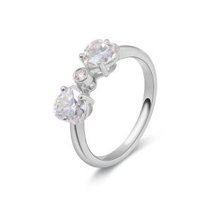 Provence 10K/14K/18K Moissanite Anniversary Rings for Woemen Heart Cut D Color VVS1 Round Cut Women’s Wedding Rings GRA