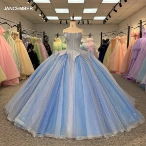 Customized Beautiful Blue Quinceanera Dresses 2024 Sequin Mexican Layers Ball Gown Lace Up Sweet 16 Dress Vestidos De 15 DY1244
