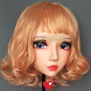 (Fu-04)Female Sweet Girl Resin Half Head Kigurumi BJD Eyes Crossdress Cosplay Japanese Anime Role Lolita Mask With Eyes And Wig