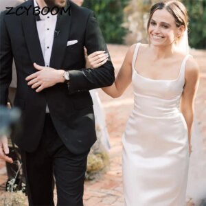 Customized Sexy Square Neck Spaghetti Strap Backless Mermaid Wedding Dresses 2025 Sweep Train Bridal Gown Vestidos De Novia