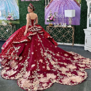 Sparkly Red Spaghetti Strap Luxury Quinceanera Dress 2025 Ball Gown Charro Mexican Appliques Flower Beads Dress vestido de 15