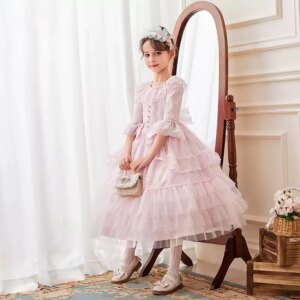 High-end Lolita Girls Princess Dress Spanish Lace Tutu Skirt Foreign Autumn Clothes Children’s Lolita Dress