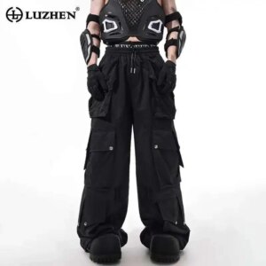 LUZHEN 2025 New Personalized Baggy Many Pockets Design Cargo Casual Pants Men’s Fashion Street Straight Wide Leg Trouser JY1122