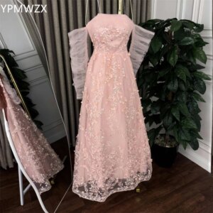 Customized Formal Dress Women Party Occasion Prom Gown YPMWZX Off-the-shoulder A-line Floor Length Skirts Layered Tulle Applique
