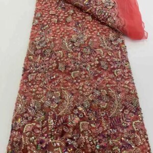 African Heavy Beaded Lace Fabric 2025 High Quality Nigerian Sequin Lace French Tulle Fabric For Wedding Party Dress Sewing