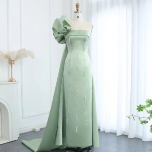 Customized High Quality Simple Exquisite Tassel Beading Sheath One-shoulder Long Dresses Quinceanera Dresses Formal Fas