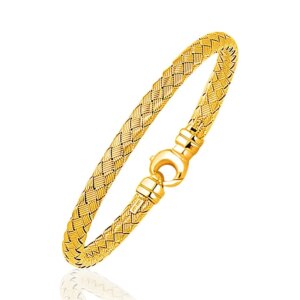 Fancy Weave Bangle in 14k Yellow Gold 5.0mm
