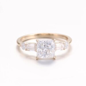 Provence 10K/14K/18K Moissanite Anniversary Rings for Women D Color VVS Princess Cut Custom Engagement Ring for Couples with GRA