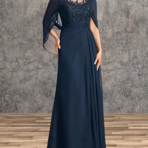 Mother of the Bride Dresses for Wedding Party Dress Long Chiffon Lace Applique Wedding Guest Dresses