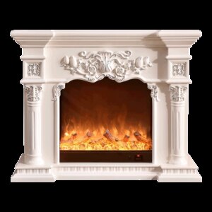 European fireplace American pastoral mantel Solid wood cabinet Roman column decoration Heating ivory white 1/1.2/1.5m
