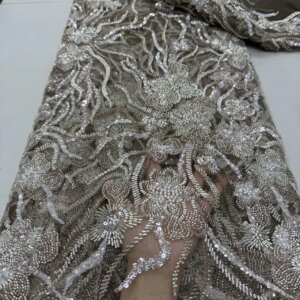 New Arrival African Tulle Lace Fabric 2025 High Quality Lace Beaded Sequins French Nigerian Lace Fabric For Wedding Dresses Sew