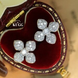 KUGG 100% 18K White Gold Earrings Women 0.60carat Real Natural Diamond Stud Earrings Luxury Elegant Design High Party Jewelry