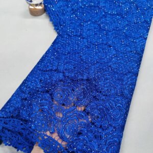 Luxury African Organza Lace Fabric 2025 High Quality Nigerian Guipure Lace Fabric 5 Yards Stones Fabrics For Woman Party W565-1