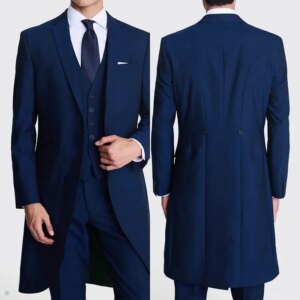 Formal Business Men Suits Set Wedding Tuxedos 3 Pieces Long Blazer Pants Custom Made Prom Dress Male White Party Coat Jacket