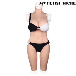5G High Neck Sleeveless Crossdressing Realistic No Oil Silicone D/G Cup Breast Form Body Suit Half Pants With Vaginal Drag Queen