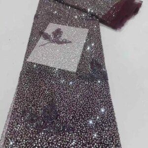 2025 New African French Nigerian High End Lace Fabric With Beads Sequins Mesh for Embroidery Wedding Party Bride Sewing Dress