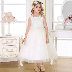 Flower Girl Dresses Ivory Tulle Puffy Applique With Big Bow Sleeveless For Wedding Birthday Banquet First Communion Dresses