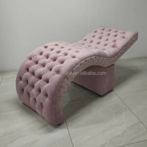 curved lash bed table tufted button eyelash extension bed pink color