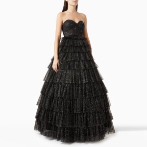 Epoch Luxurious Evening Dresses فساتين مناسبة رسمية Elegant Tiered Lace A-line Strapless Cocktail Party Prom Gowns For Women