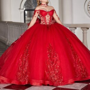 Red Shiny Princess Quinceanera Dresses Appliqued Lace Beads Bow Tull Sweet 16 Dress Sweetheart Ball Gown Vestidos 15 De Anos