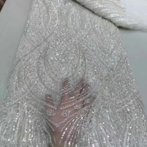 Fashionable African net lace with sequins & beads,high class embroidered French tulle lace for party/wedding dress