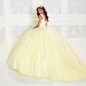 Yellow Charro Quinceanera Dresses Ball Gown Cap Sleeves Tulle Appliques Puffy Mexican Sweet 16 Dresses 15 Anos