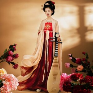 Hanfu women Chebula dress big sleeve shirt set ancient Chinese style printing