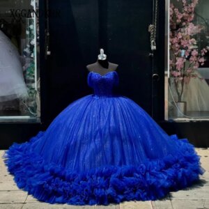 Customized Blue Ball Gown Quinceanera Dress 2024 Ruffle Pleats Princess Mexico Sweet 16 Dress 15 Birthday Vestidos De XV Años