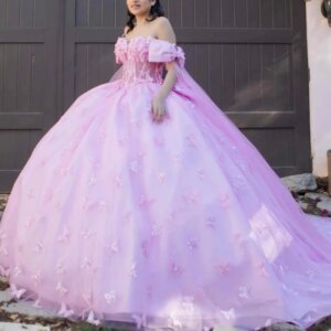 Pink Shiny Sweetheart Quinceanera Dresses Off The Shoulder Beads Bow Tulle With Cape Vestidos De 15 Anos Sweet 16 Dress