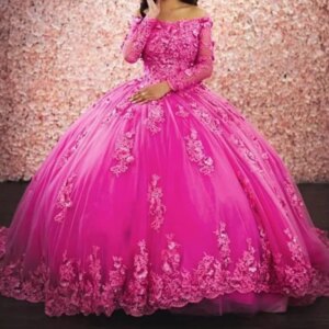 Customized Luxury Fuchsia Quinceanera Dresses Long Sleeve Off the Shoulder Sweet 15 16 Dress Prom Pageant Gown Vestido vx Anos