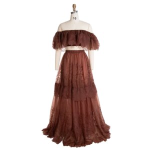 2 Piece Set Lace Boho Maternity Photoshoot Dresses Bohemian Long Gown for Pregnancy Photoshoot Baby Shower Dress YEWEN YW240122
