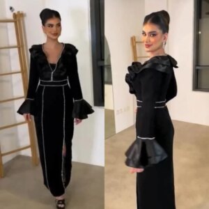 CustomizedSimple Modern Style Formal Evening V-Neck A-line Beading Ankle-Lengths Bespoke Occasion Dresses