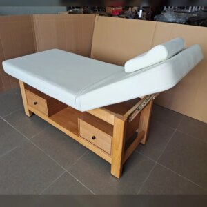 China Modern Spa Massage Bed Table Beauty Salon Furniture Clinic Wooden Facial Massage Bed With Storage