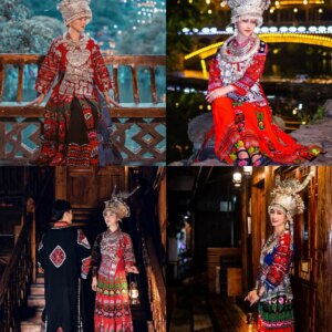 Chinese Minority Traditional Clothing Women’s Autumn and Winter Characteristic Dong Guizhou Miao Hmong Village Skirt Suit